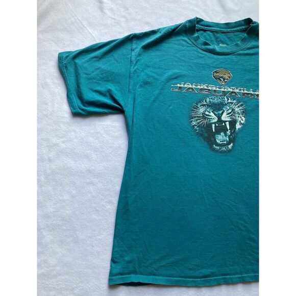 Jacksonville Jaguars NFL Teal Graphic Print Y2K Short Sleeve T Shirt Mens Large - Picture 5 of 12